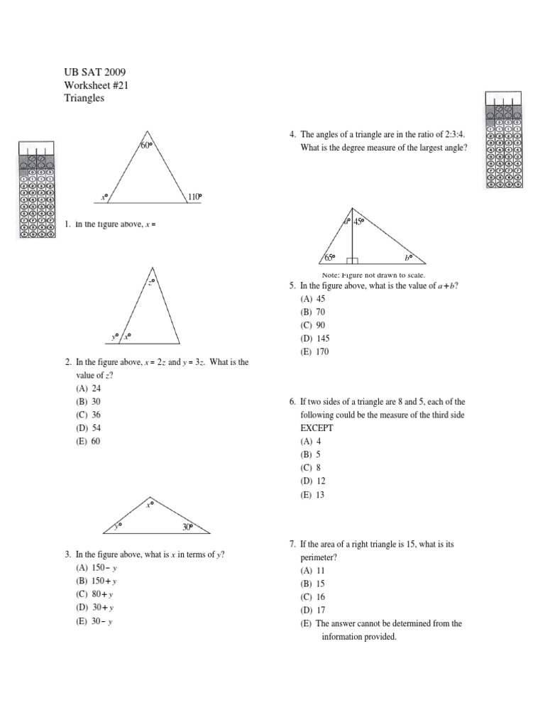 Ub09 Worksheet21 Triangle Euclidean Plane Geometry