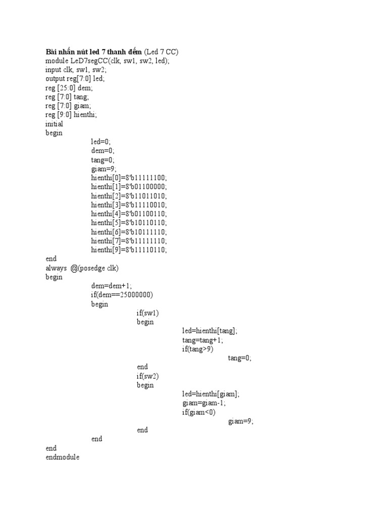 LED 7 Segment Counter Module Code | PDF