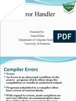 Error Handler: Presented By: Junaid Khan Department of Computer Science University of Peshawar