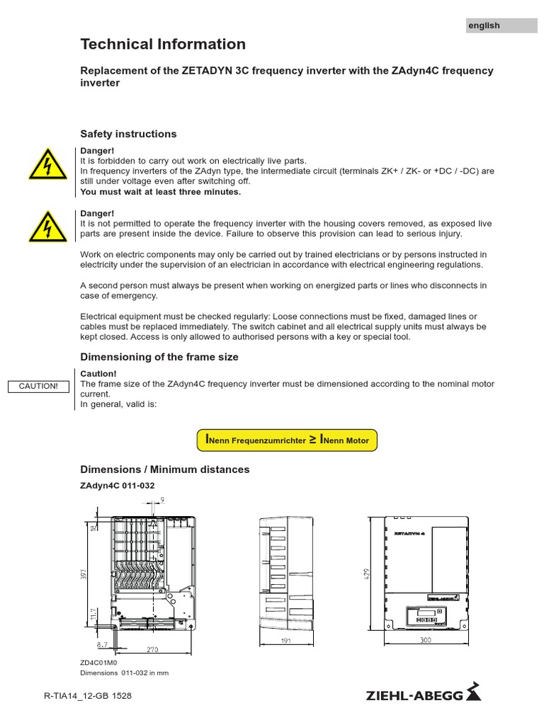 ZIEHL ABEGG Replacement ZETADYN 3 by ZAdyn4C R TIA14 12 GB 1528 PDF ...