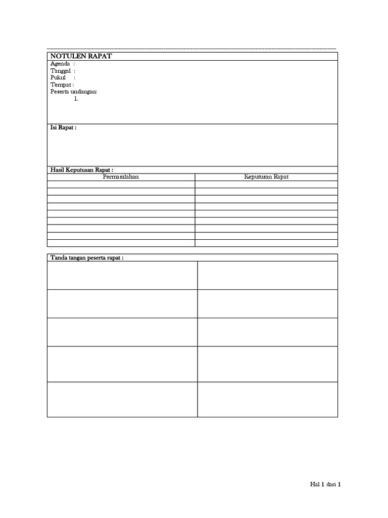 Template Notulen Rapat PDF