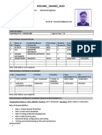 Resume Standard Format HPCL