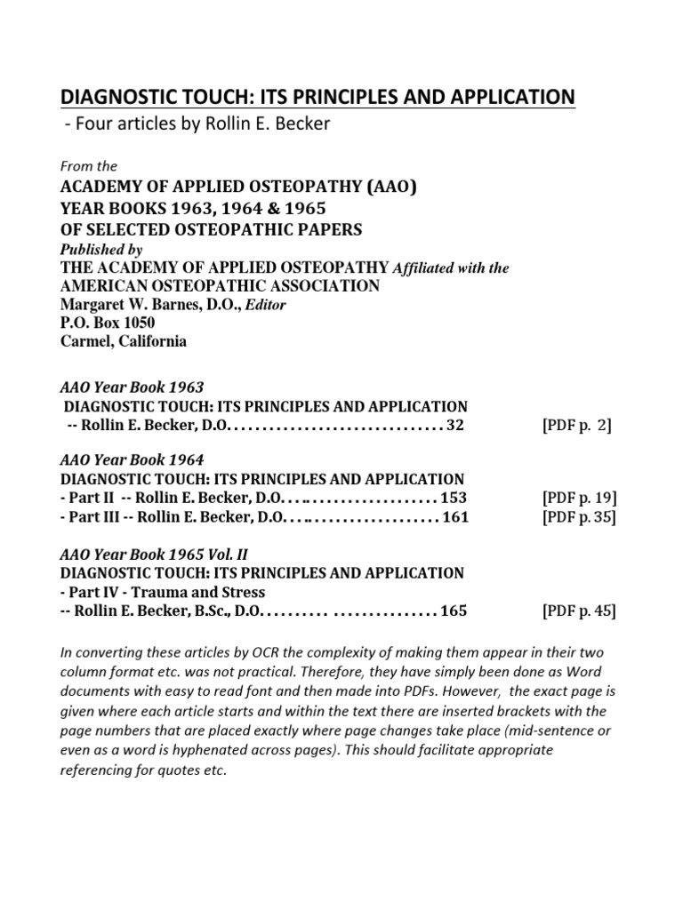 Diagnostic Touch Parts I Iv By Rollin Becker Pdf Vein Tropical Cyclones