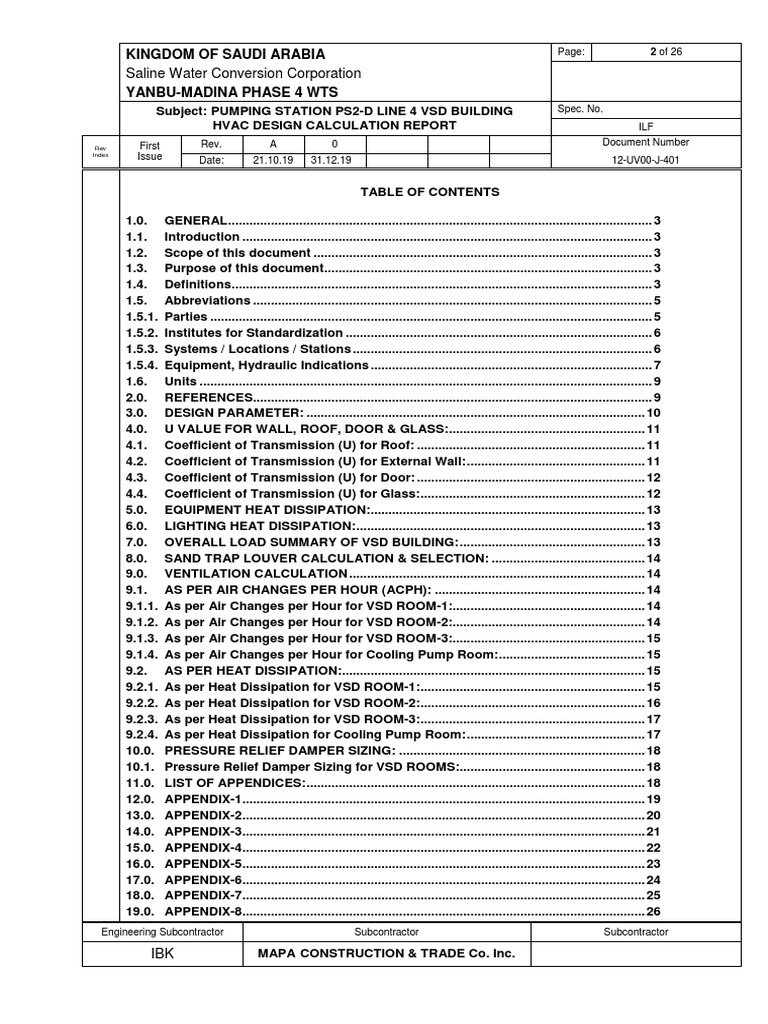 HVAC Design Report for PS2-D VSD Building | PDF | Watt | Ventilation ...