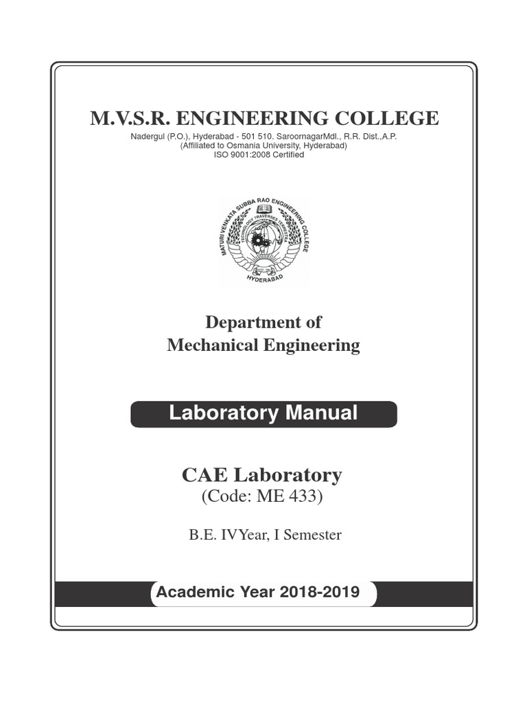 CAE Lab Manual for Mechanical Engineering | PDF | Finite Element Method ...