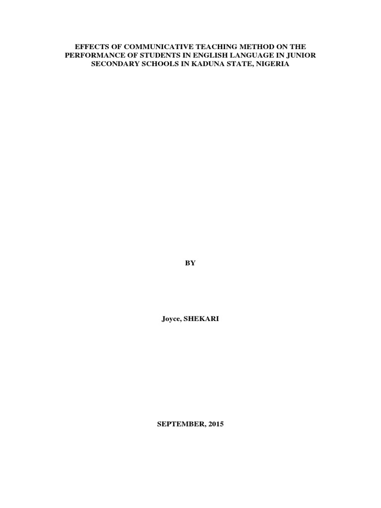 Effects of Communicative Teaching Method On The Performance of Students ...