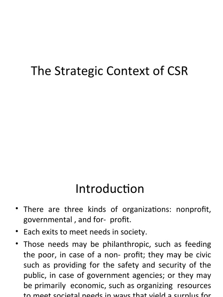 Strategic CSR in Business Strategy | PDF | Strategic Management ...