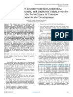 Influence of Transformational Leadership, Organizational Culture, and Employee Green Behavior (Egb) To The Performance of Tourism Personnel in The Development