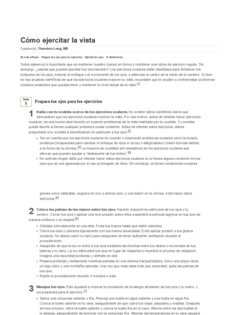 Cómo Ejercitar La Vista 9 Pasos (Con Imágenes) Wikihow PDF Ojo humano Ojo
