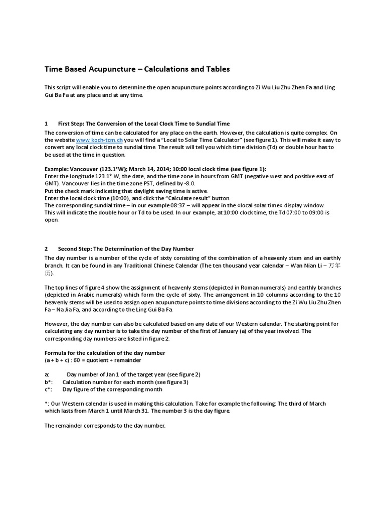 Time-Based Acupuncture Guide | PDF | Spacetime | Time