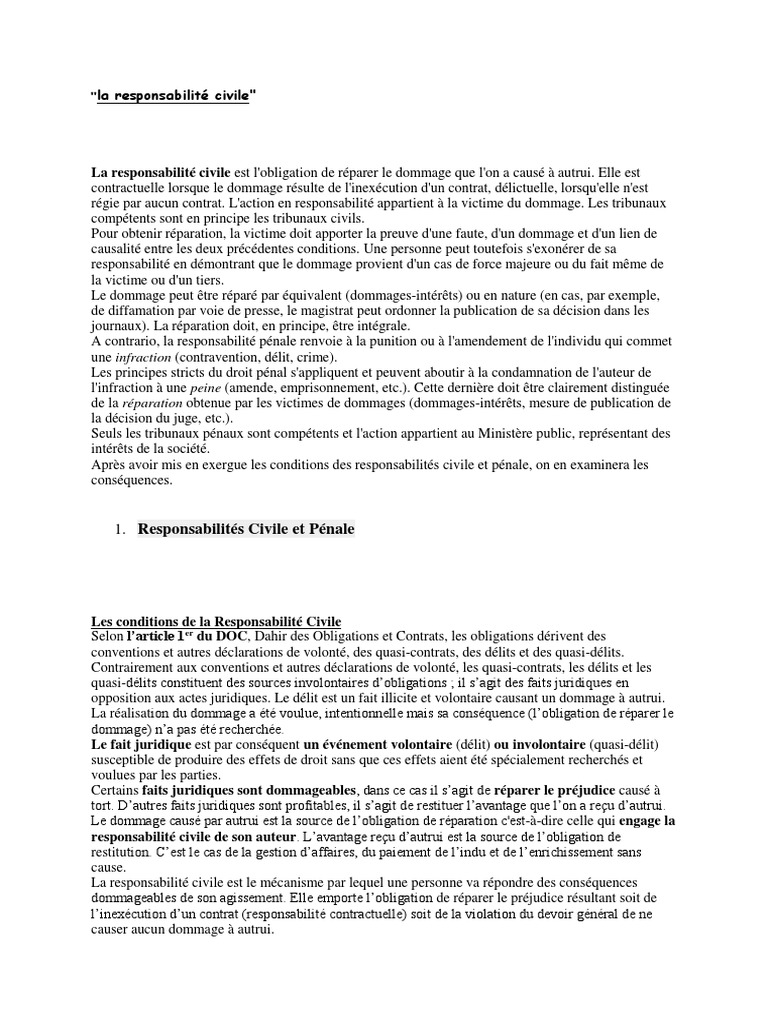 Comprendre la responsabilité civile et pénale | PDF | Justice | Crime ...