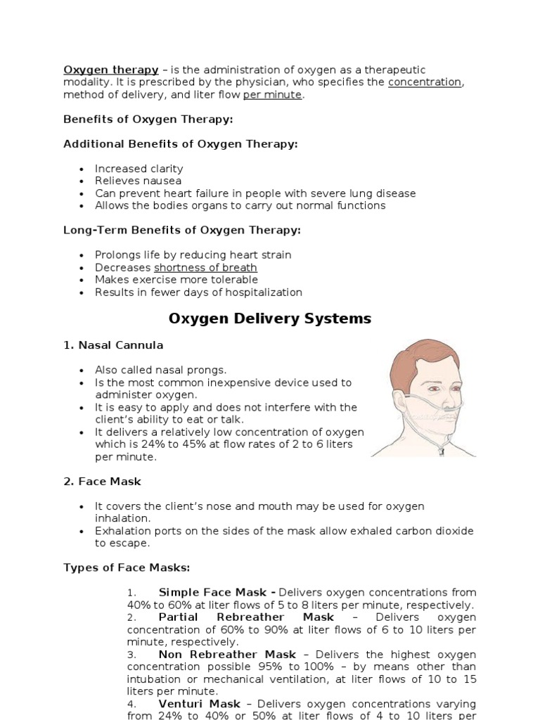 Oxygen Therapy Assignment Breathing Oxygen