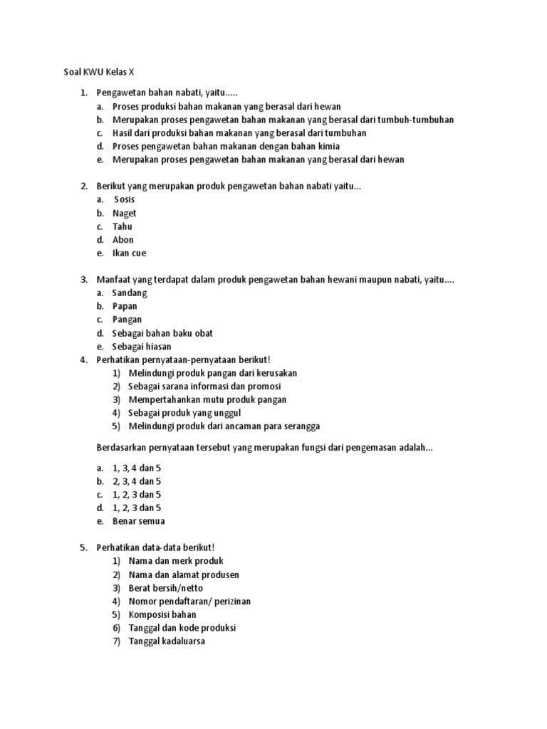 Soal Essay Tentang Pengawetan Bahan Nabati Dan Hewani Masnurul