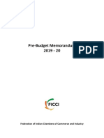FICCI Pre Budget Memorandum 2019 20