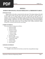 EME Module 1 (Energy Source & Thermodynamics)