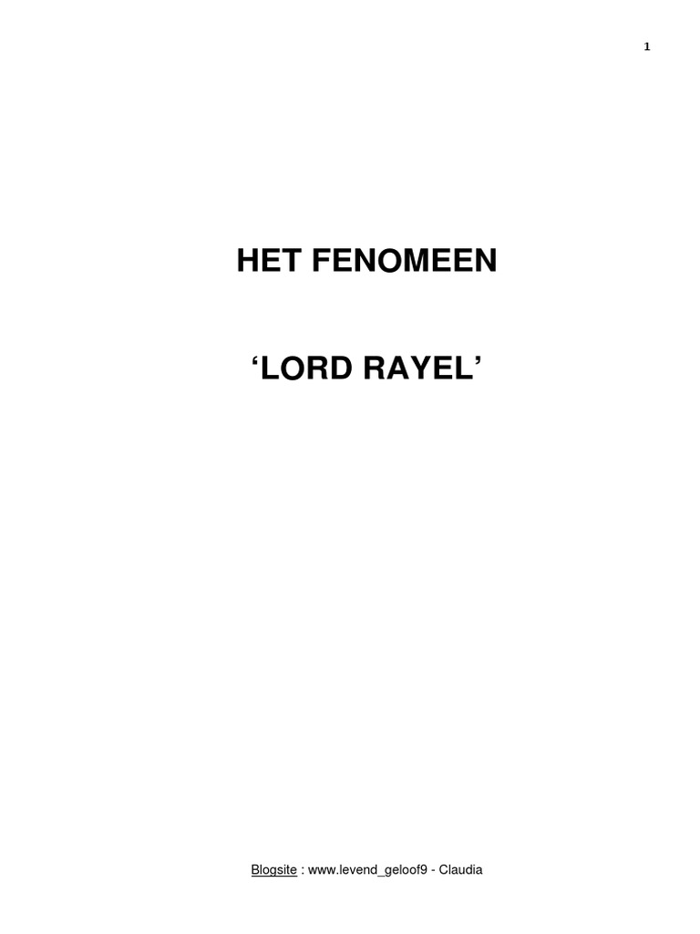 Het Fenomeen Lord Rayel PDF foto afbeelding