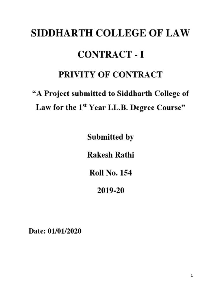 Privity Of Contract Download Free Pdf Legal Ethics Legal Concepts
