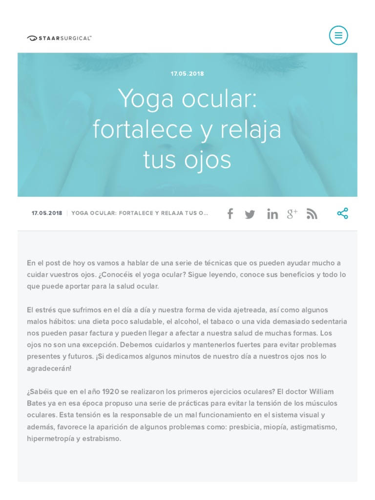Yoga ocular: cuida tus ojos fácilmente | PDF | Ojo | Músculo