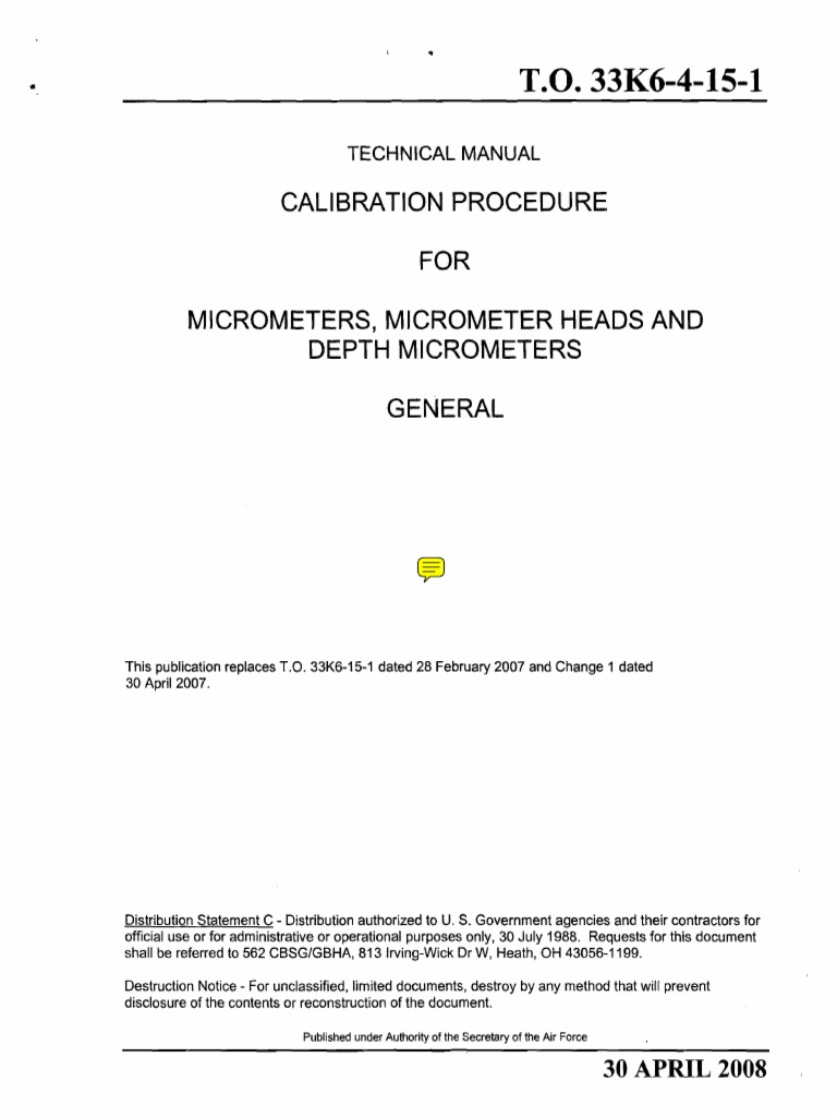 Micrometer Calibration Procedure Manual | PDF | Calibration | Tools