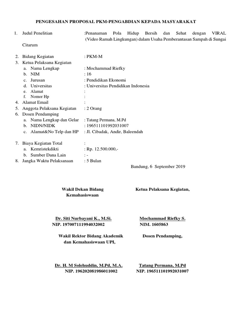 Lembar Pengesahan PKM Citarum | PDF | Sains & Matematika