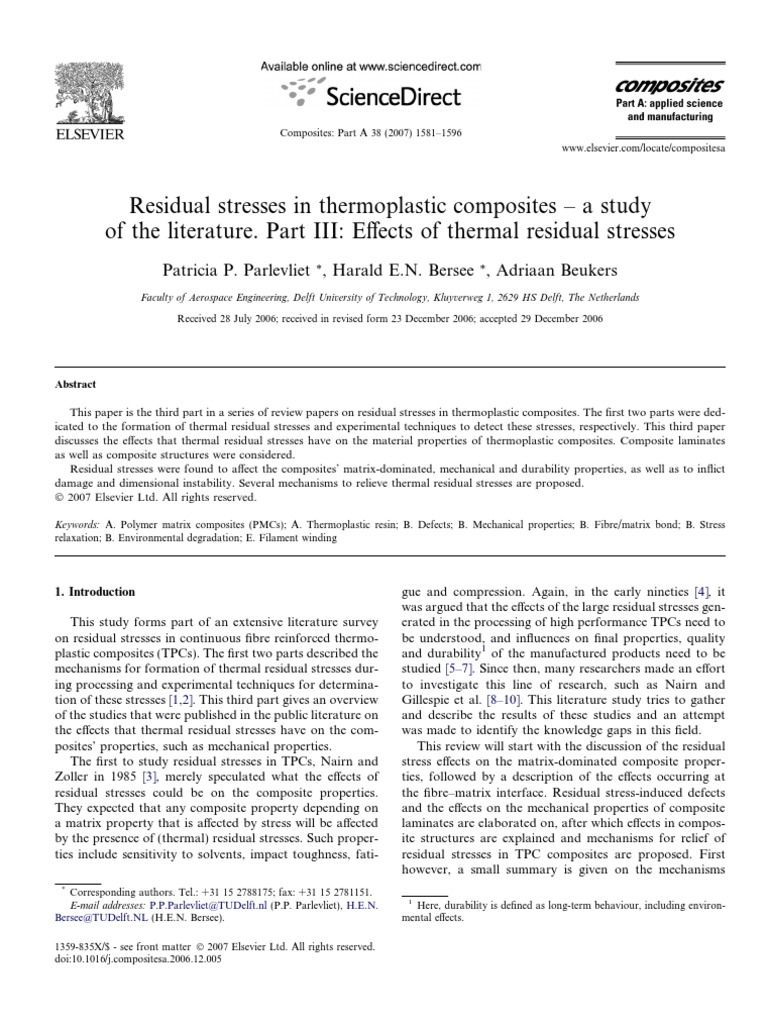 Effects of Thermal Residual Stresses on TPCs | PDF | Composite Material ...
