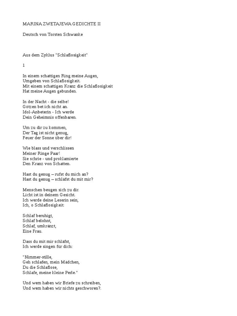 Marina Zwetajewa Gedichte Ii Pdf