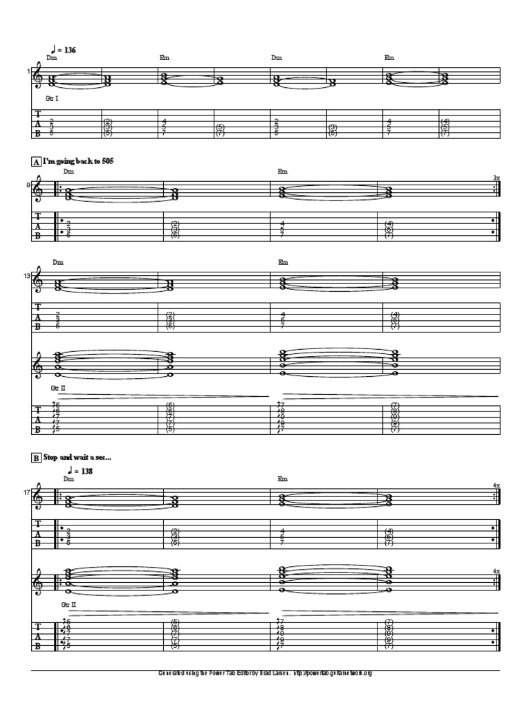 505 Guitar Tabs for Arctic Monkeys | PDF