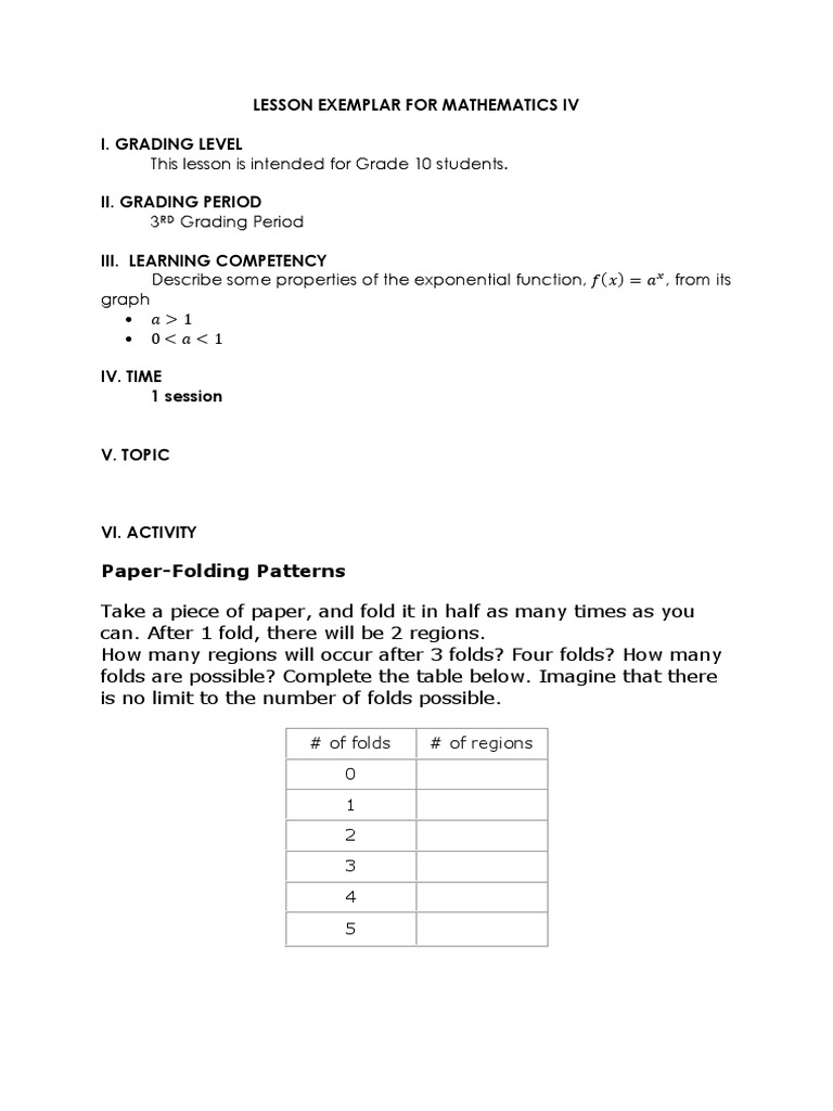 Lesson Exemplar For Mathematics IV | PDF | Triangle | Bacteria