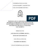 Propuesta de Una Metodología para El Desarrollo e Implementación de Un Plan de Mantenimiento Predictivo y Preventivo para Motores Eléctricos en La Industria Salvadoreña PDF