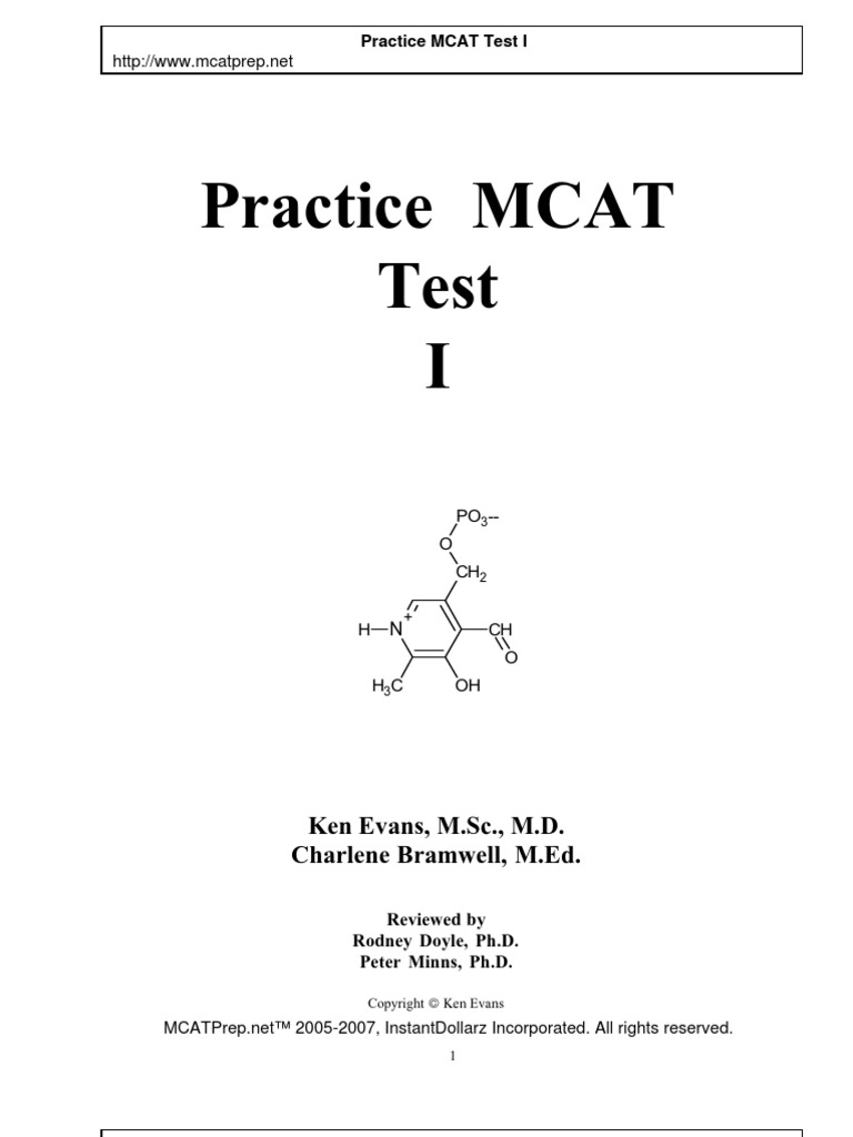 Practice MCAT Test 1 PDF Acid Dissociation Constant Lens (Optics)