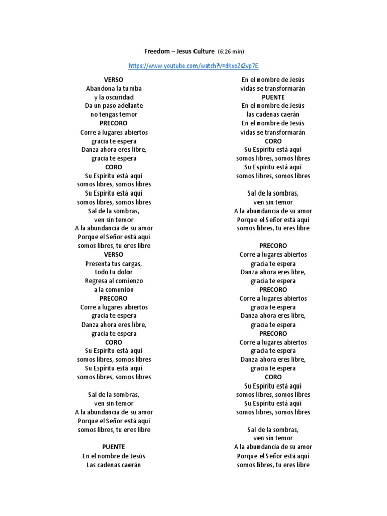 Letra Freedom Pdf Ocio