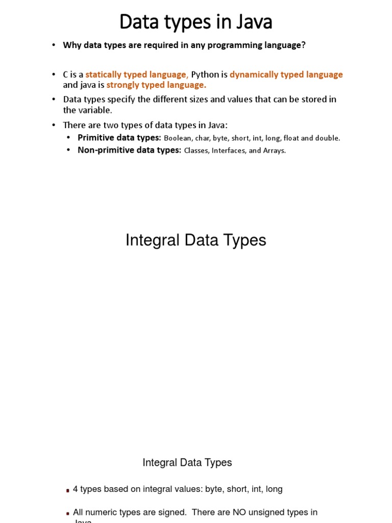 Data Types in Java | PDF | Data Type | Integer (Computer Science)
