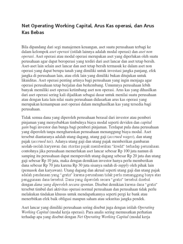 Net Operating Working Capital Pdf