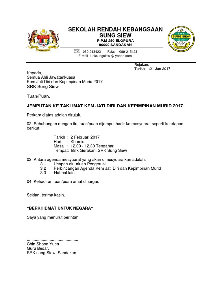 Surat Jemputan Taklimat