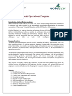 Bank Operations Program - Training Outline