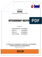 BEML Internship Report: A Study on Equipment, Engine, and Manufacturing Divisions