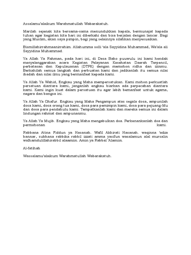 Draft Doa Pembukaan | PDF