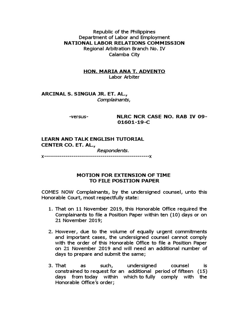 Motion To Extend | PDF | Virtue | Judiciaries