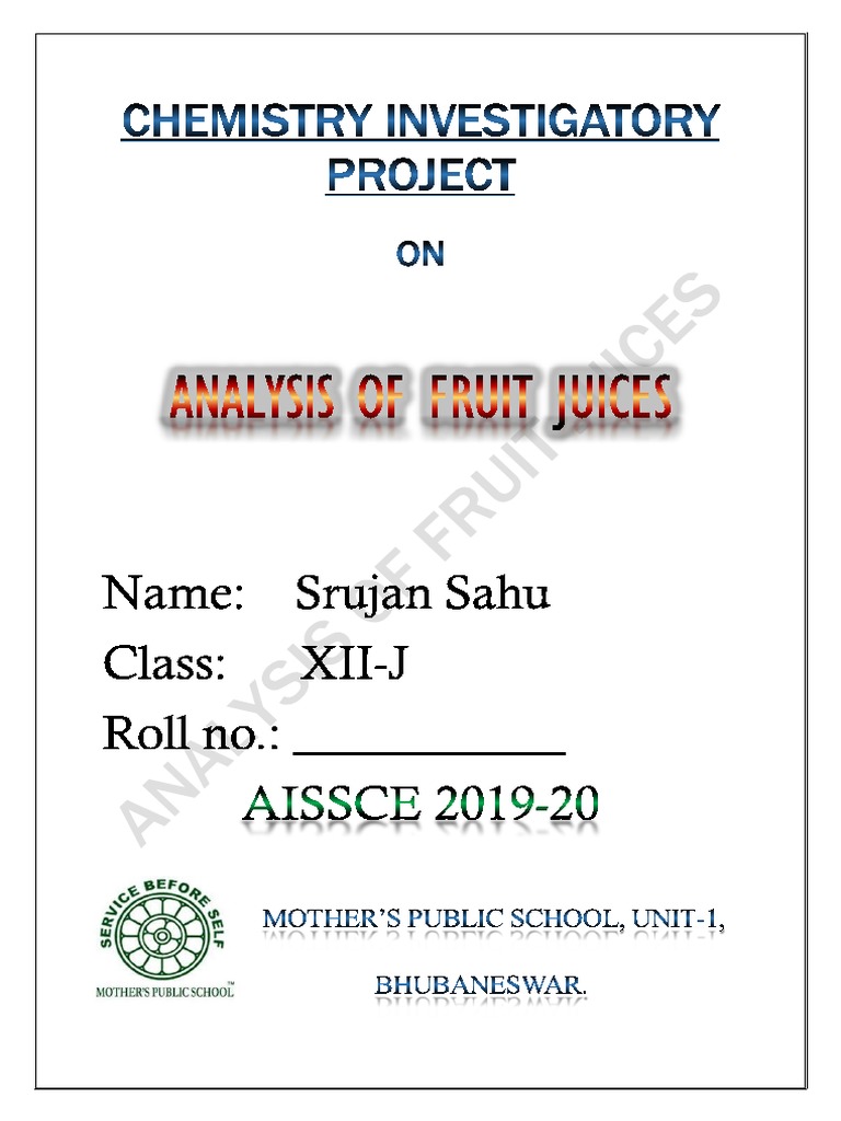 Class 12 Cbse Investigatory Project Chemistry Investigatory Project