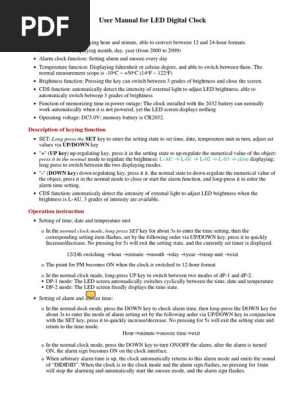 User Manual for LED Digital Clock