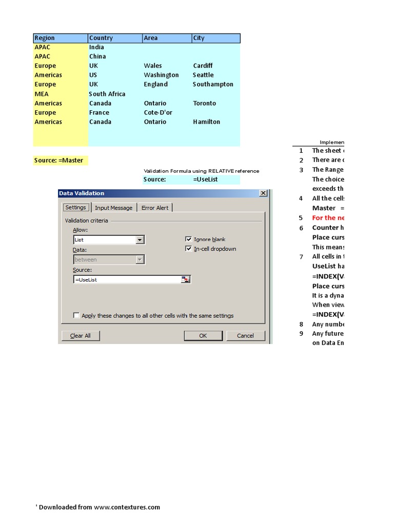 Dynamic Data Validation in Excel | PDF | Microsoft Excel | Computer Data