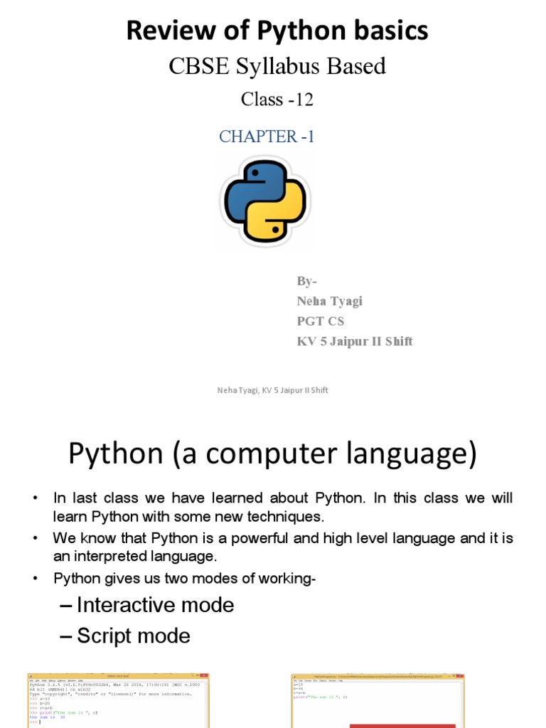 Chapter 1 Review of Python Basics PDF | PDF | Control Flow | Boolean ...