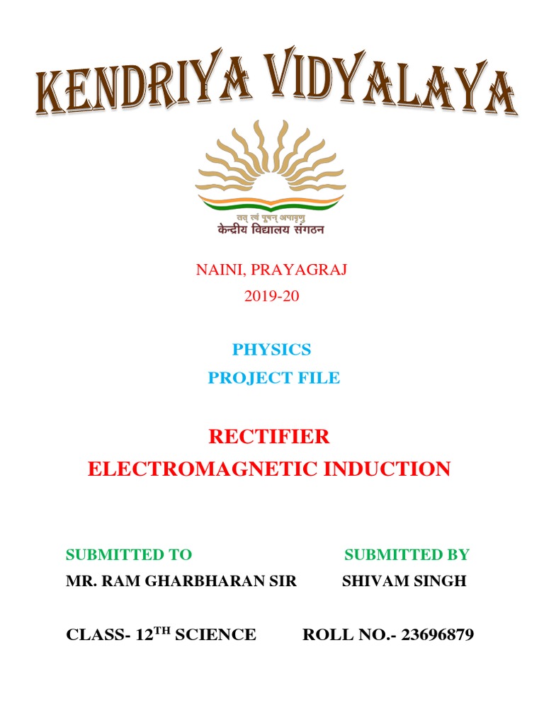 KV Class 12 Physics Project Front Page | PDF