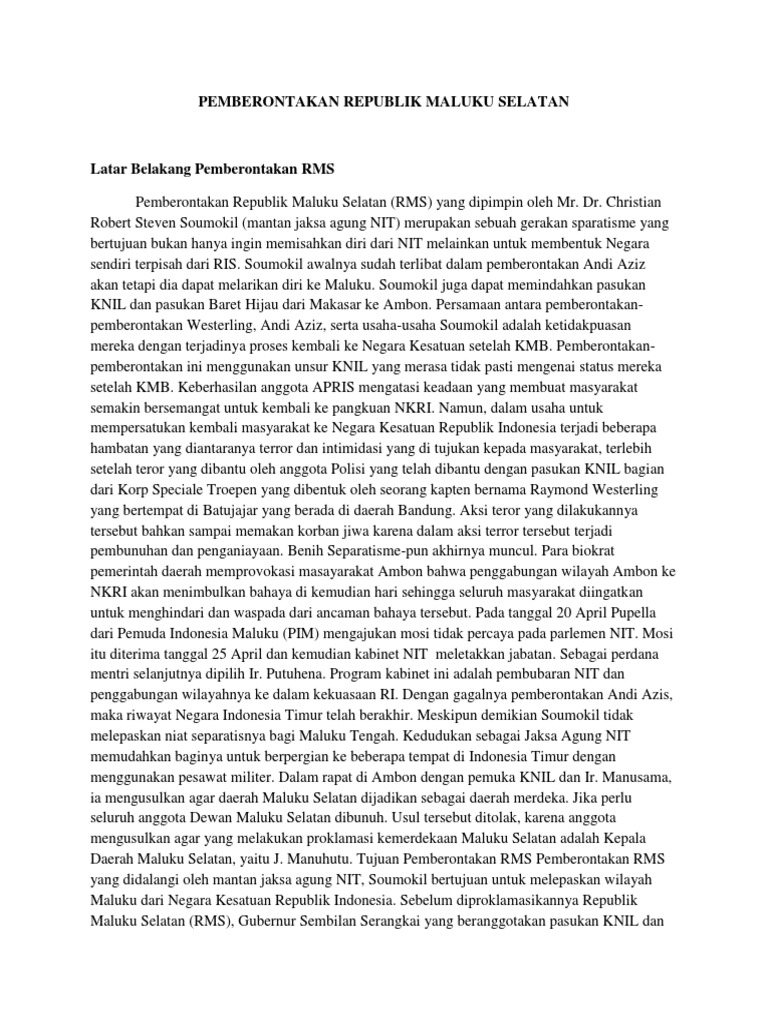 Pemberontakan RMS dan Soumokil | PDF | Perjalanan