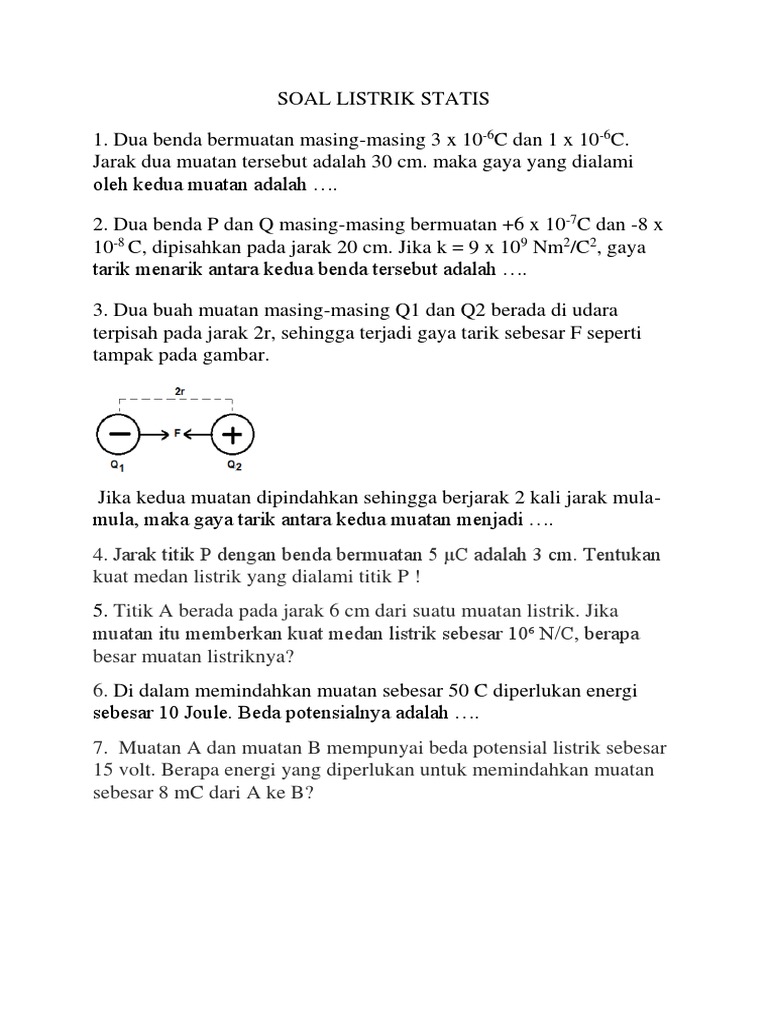 Soal Listrik Statis Kelas 9 dan 12 | PDF