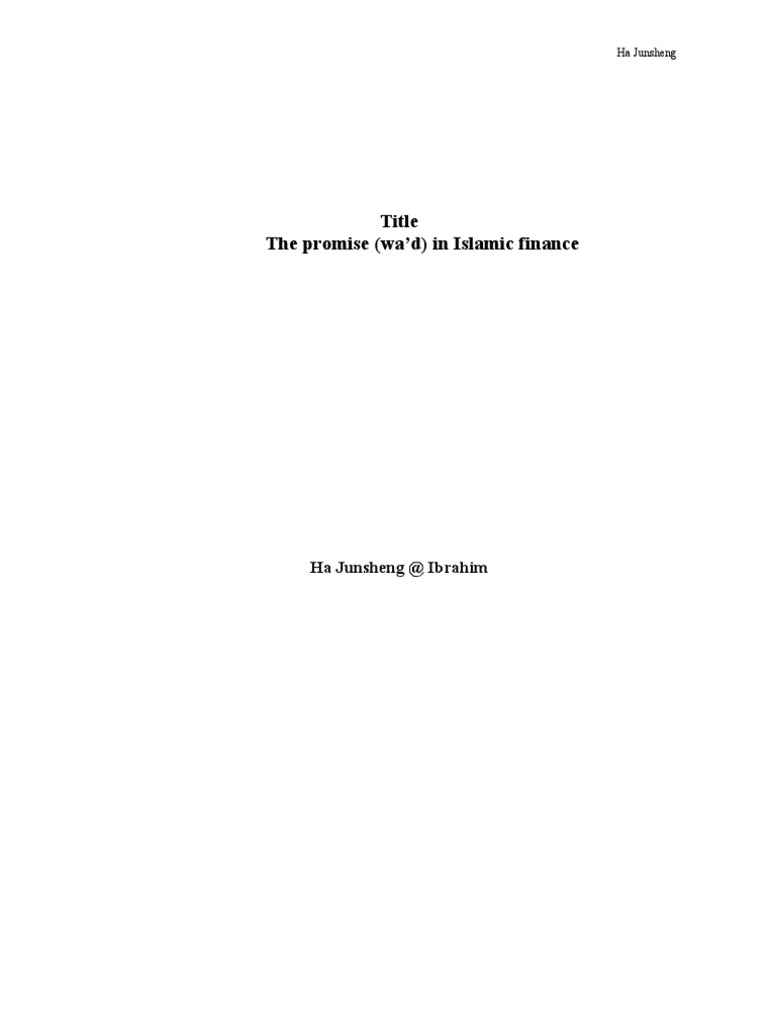 Understanding Wa’ad in Islamic Finance | PDF | Islamic Banking And ...