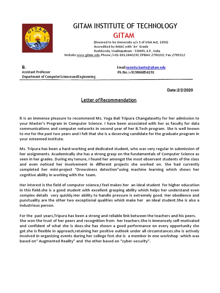 sample lor Graduate School Computer Science