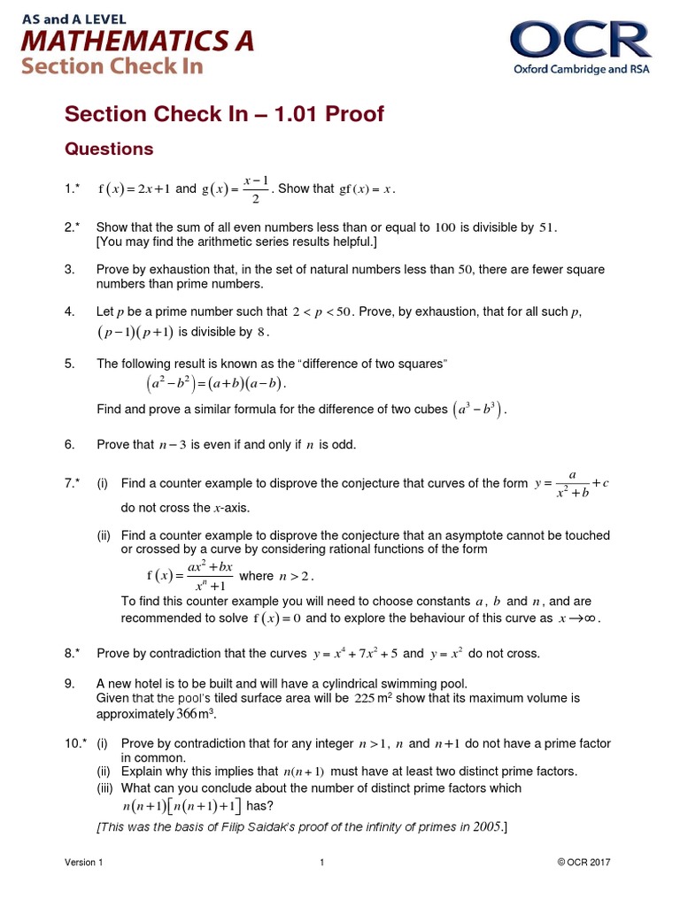 Section Check in 1.01 Proof | PDF | Prime Number | Elementary Mathematics