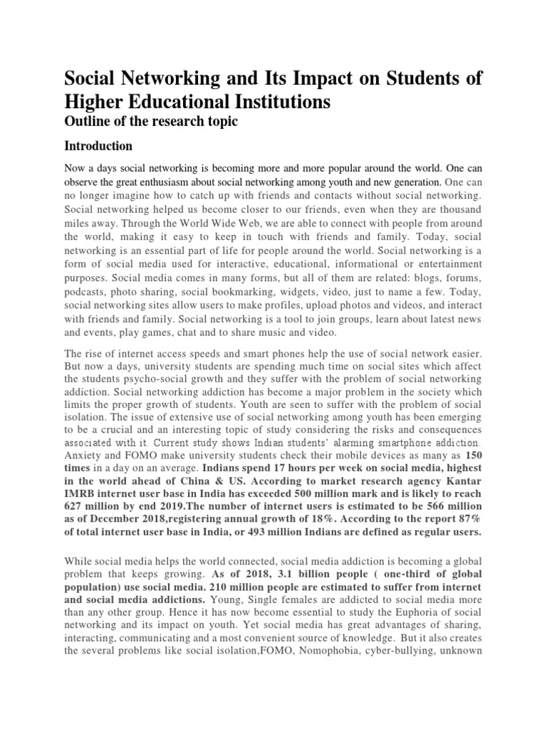 Impact of Social Networking on Students | PDF | Social Networking ...