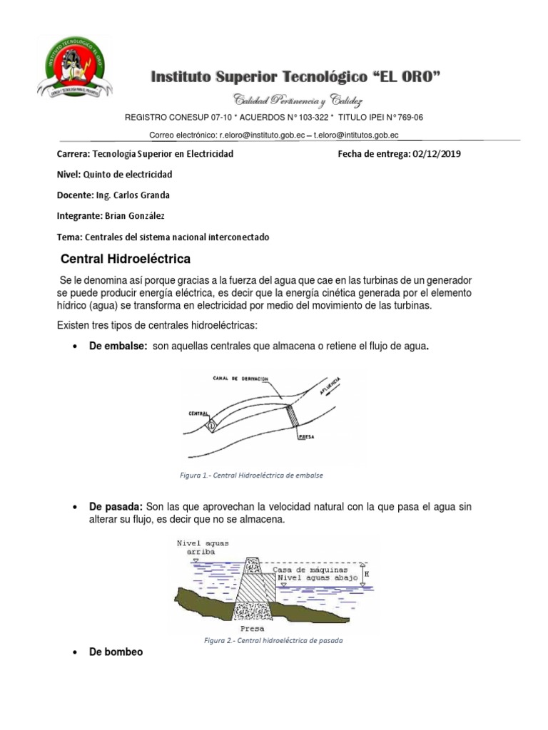 Tipos de Centrales en Ecuador | PDF | Hidroelectricidad | Generación ...